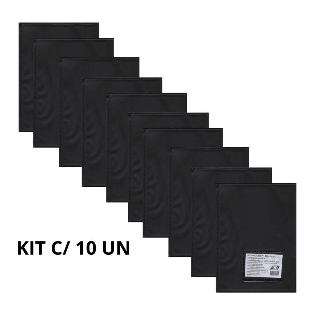 Kit 10 Pastas Catálogo Meio Oficio (PEQUENA) 10 Envelopes 190X250mm- ACP COR:KIT 10 PRETA