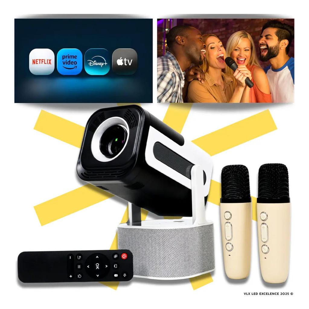 Projetor 4k Alto-falante Integrado 2 Microfones Bluetooth5.0 Projetor de imagem na parede  127/220v