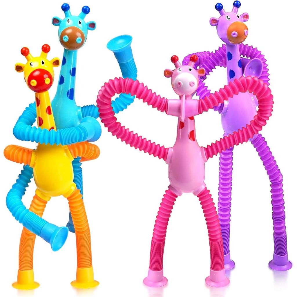 Brinquedos Sensoriais de Viagem com Tema de Girafa, 4 Peças, Presentes de Páscoa para Crianças de 2 a 8 Anos, Brinquedos