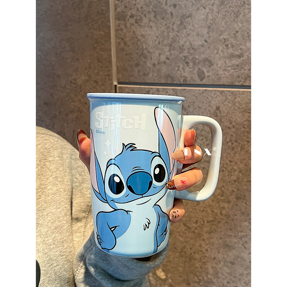 Disney disney Stitch caneca de cerâmica menina casal de alto valor copo bebendo presente de aniversário doméstico