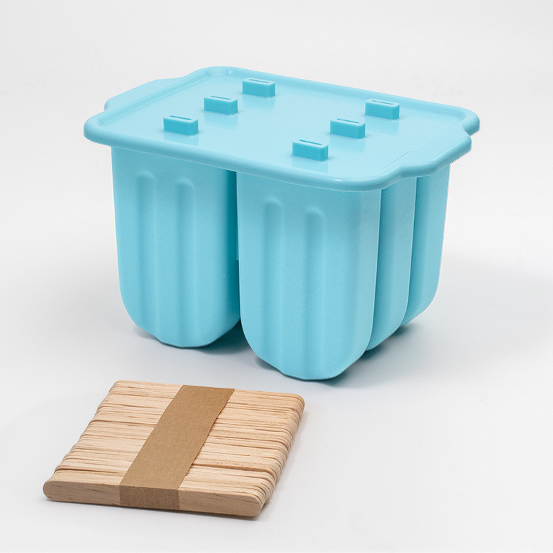Forma de sorvete de 6 peças, forma de picolé de silicone de fácil remoção, forma de sorvete com tampa.