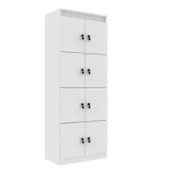 Armário Locker Guarda Volume 8 Portas com Chave 60x160cm Branco ME4202 - Tecnomobili