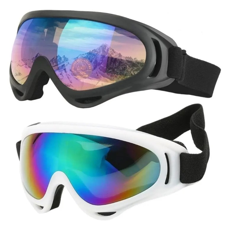 Kit 2 Óculos Esportivos Neve Snowboard Esqui Kitesurf Uv400 Armação Branco