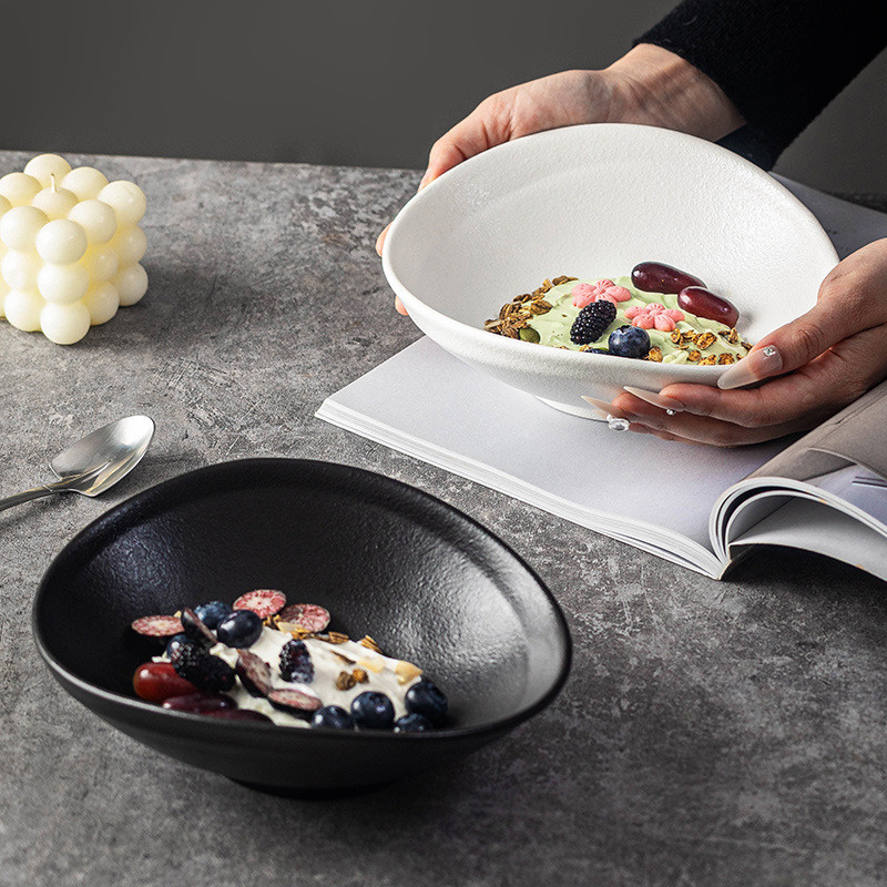 Nova tigela de iogurte comercial de alto valor tigela de café da manhã doméstico preto high-End tigela de aveia salada d
