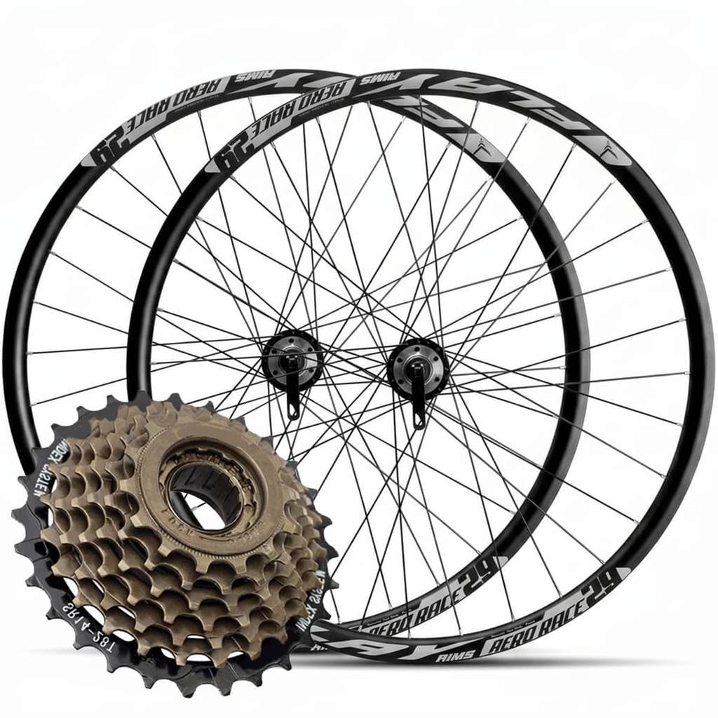 Par de Roda  Aro 29 Aero Cubo De Rosca de Aço com Blocagem com Roda Livre 7 Velocidades