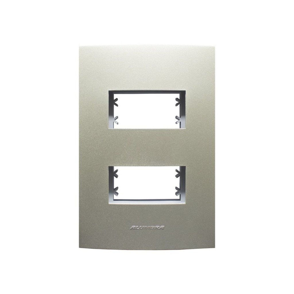 Placa 4X2 com Suporte Para 2 Módulos Distanciados Inova Pro Class Alumbra Champagne