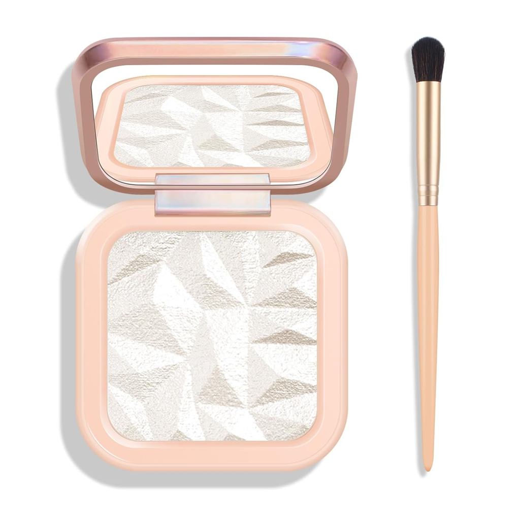 Paleta de Iluminador Facial KYDA, Paleta de Iluminador Facial Branco Perolado de Alto Brilho, Maquiagem Iluminadora Cozi