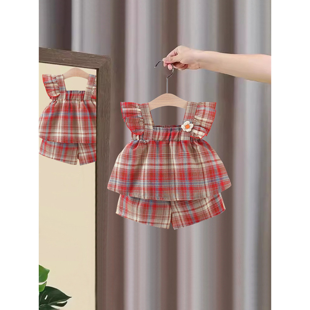 Meninas terno roupas de verão 2026 novo estilo crianças moda crianças roupas do bebê estilingue terno de duas peças