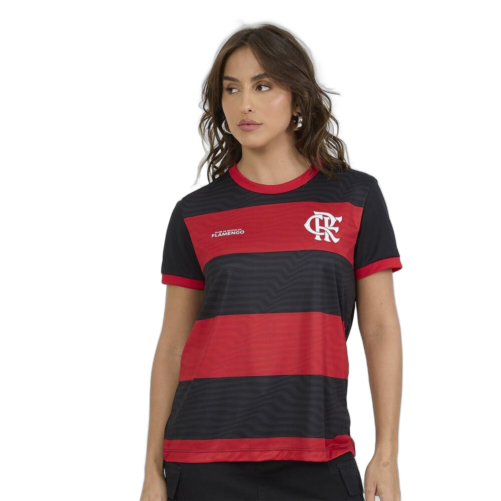 Camiseta Flamengo Emoção Feminina Vermelho/Preto