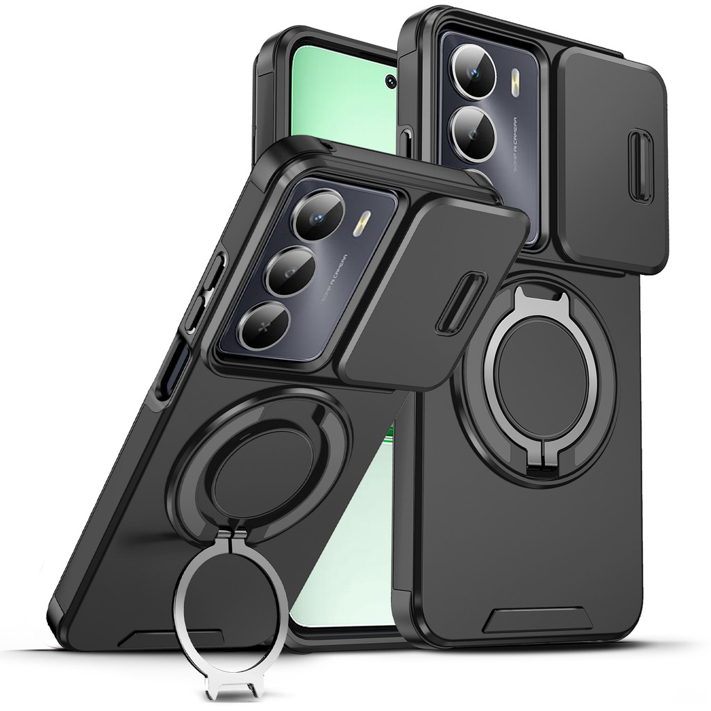 Para Realme C75 Caso 14X C75X C73 P3X 5G De Telefone Dever Armadura Robusta Suporte Magnético Slide Câmera Proteção PC C