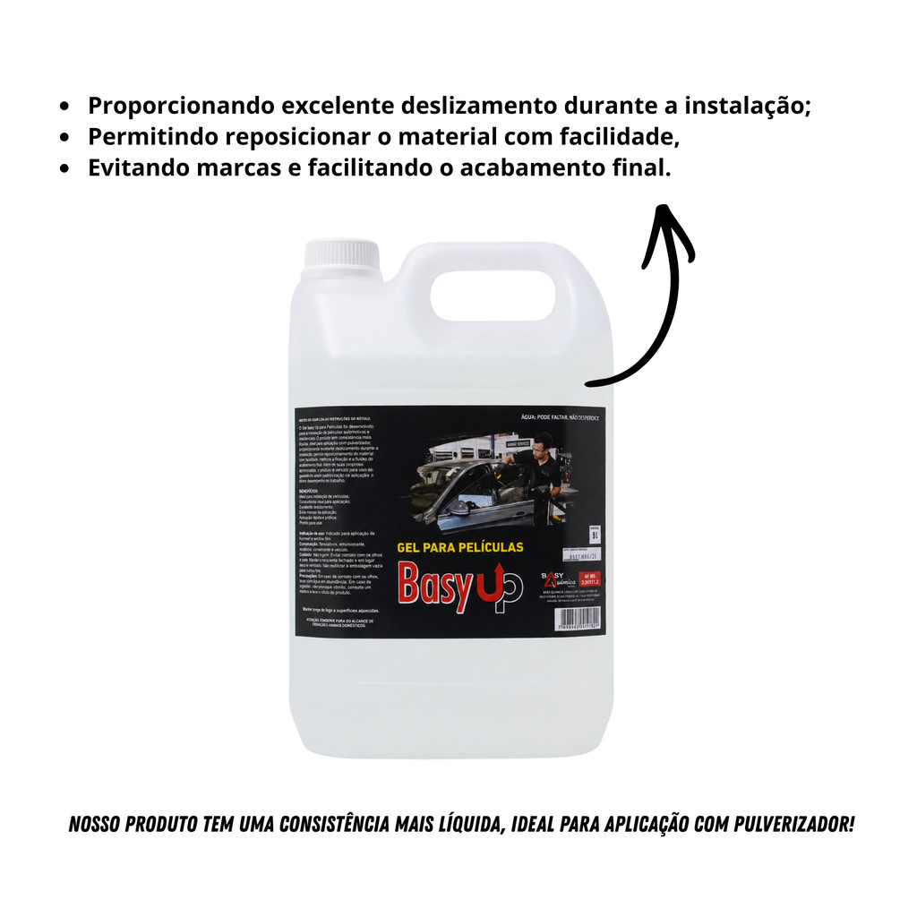 Gel Automotivo e Residencial 5 Litros Para Peliculas Solar BasyUp