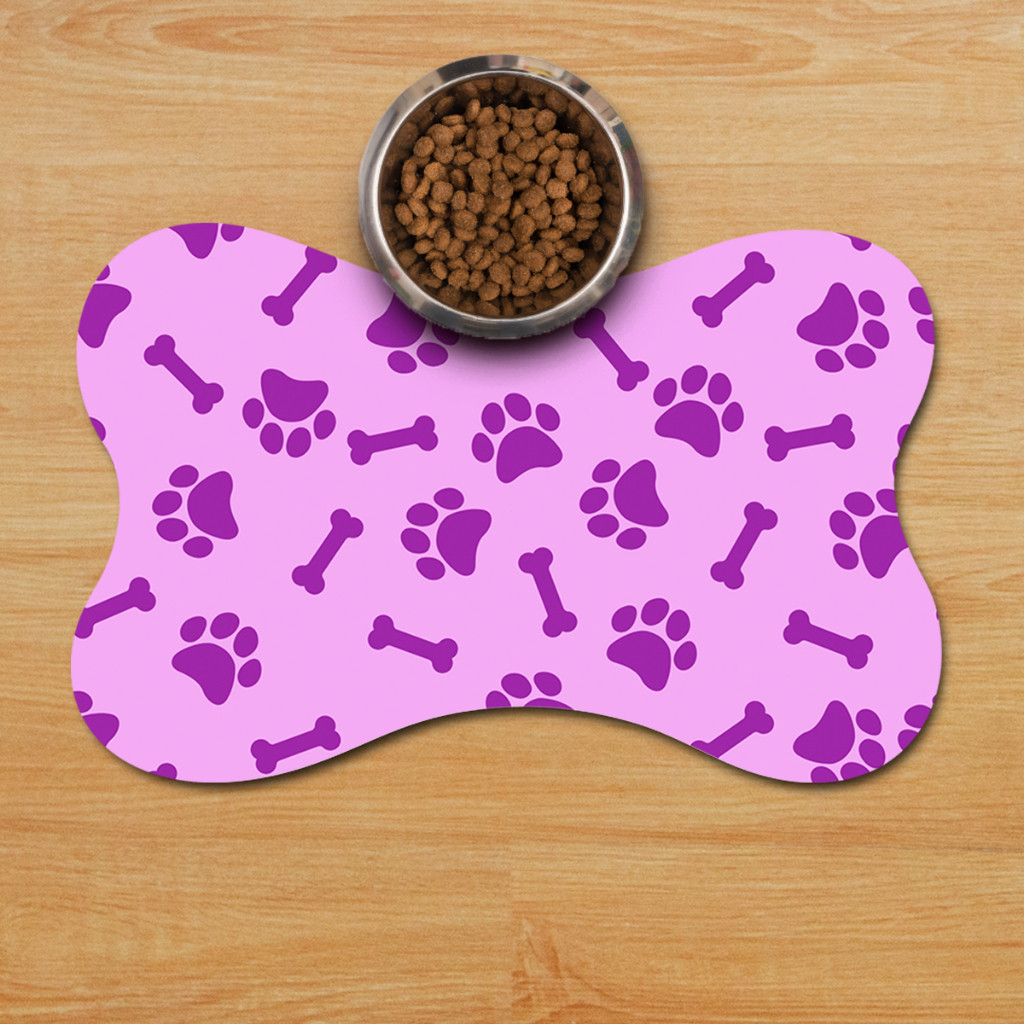 Tapete Pet Gatinho Rosa Roxo Para Comedouro Osso 46x30 Fofo Cachorro