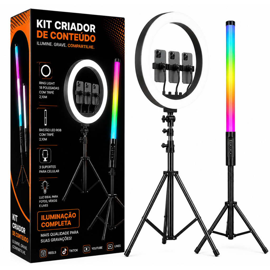 Ring Light LED profissional 19 poregdas 48cm 448 Leds original Bastao de led +tripe E controle completo Hinglight