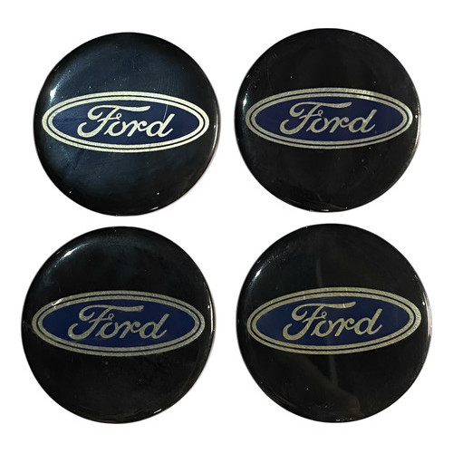 Kit Emblema Adesivo Miolo Calota Roda Ford Ka Fiesta Autoco Preto