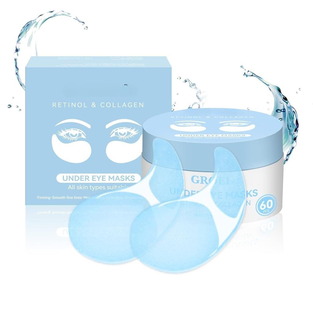 Máscara para os Olhos 60 Peças – Patches para os olhos com retinol e colágeno para reduzir olheiras e inchaço, hidratant
