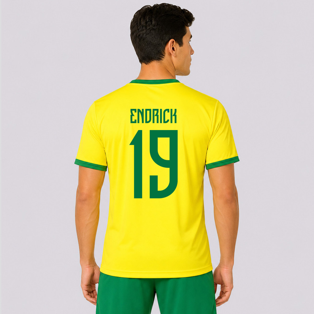 Camisa Placar Brasil Brasão Amarela 19 Endrick