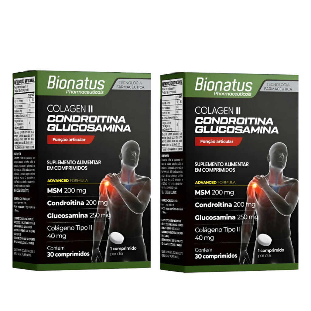 Kit 2x  Colagen Ii Condroitina + Glucosamina 40mg Bionatus 30 Cpr