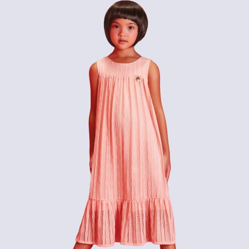 Vestido Midi Infantil Verão em Renda com Forro em Crepe - Kiki Xodó