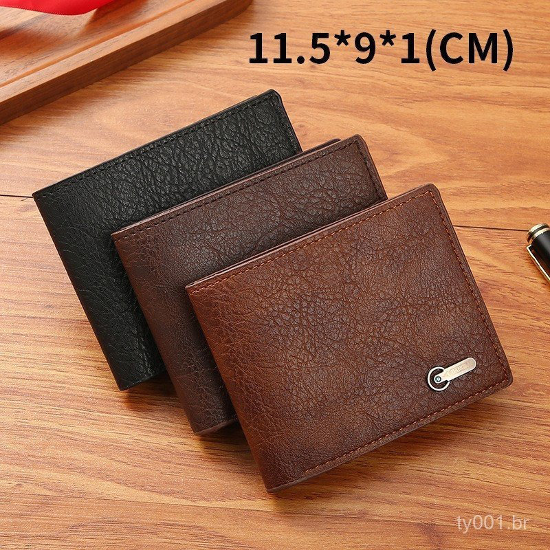 Carteira Masculina de Couro PU com Múltiplos Compartimentos para Cartões - Bolsa de Grande Capacidade