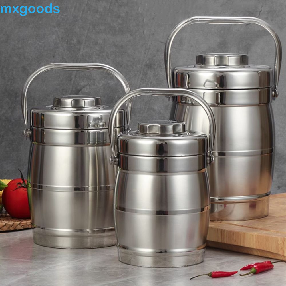 MXGOODS1 Frasco Térmico Para Alimentos , Lancheira Térmica Com Alça Dobrável De Grande Capacidade , Pote Isolado De Aço