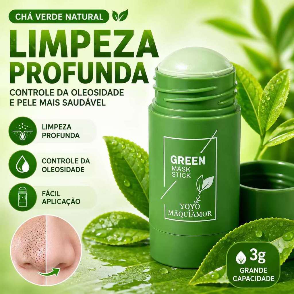 Máscara Facial Chá Verde Removedor De Cravos Limpeza Profunda