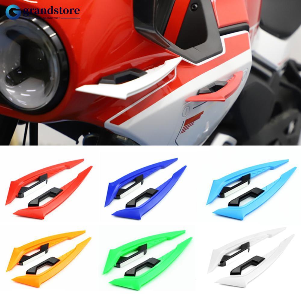 GRANDSTORE 2 Pçs Asas De Motocicleta Spoiler Lateral Dianteiro Conjunto Asa Aerodinâmica Vento Fixa Com Adesivo Decoraçã