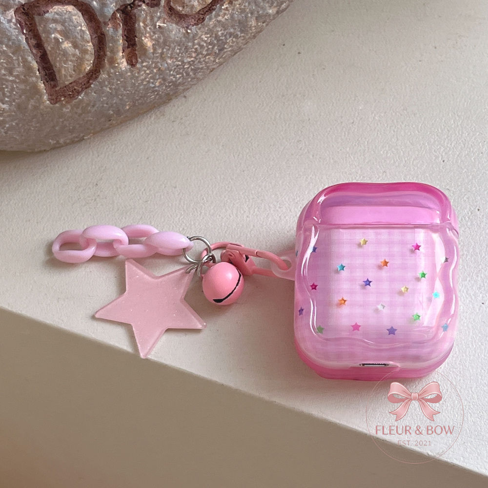 Capa Capinha Case For AirPods 4 / Pro3 / Pro2 / Pro / 3 / 2 / 1 TPU Chain Star Grid Headset Gilding Wave Shape