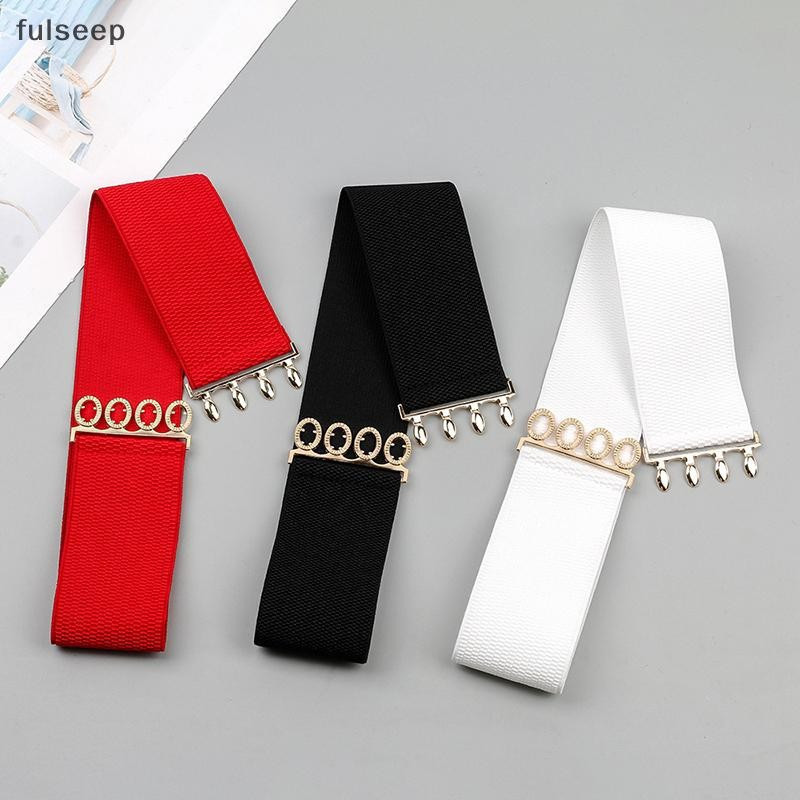[fulseep] Cinto Feminino Largo Elástico Moda Simples Fivela De Metal Cintura Espartilho Cinch Vestido Cintos Elásticos B