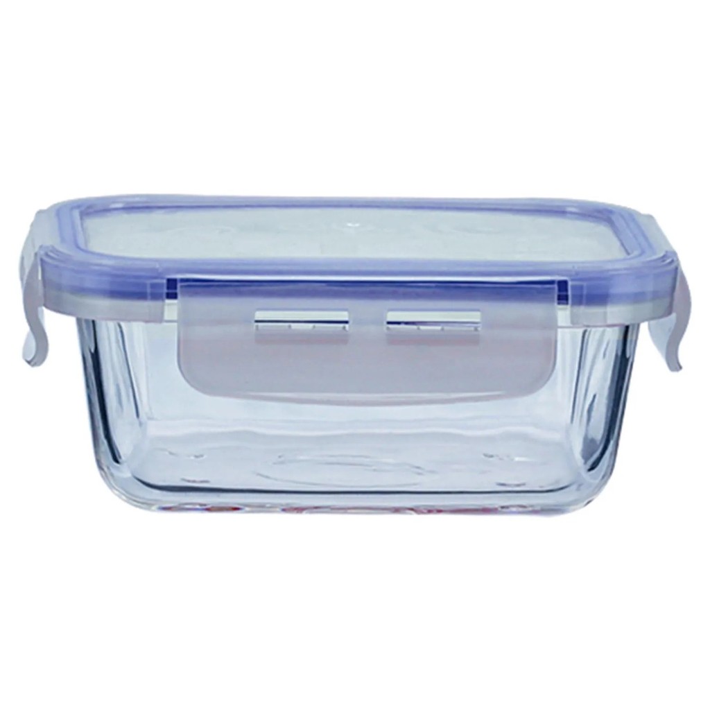 Pote De Vidro Hermético Quadrado Resistente 380ml Marmita Antivazamento Refratário Pequeno Papinha Micro-ondas Sem Bpa