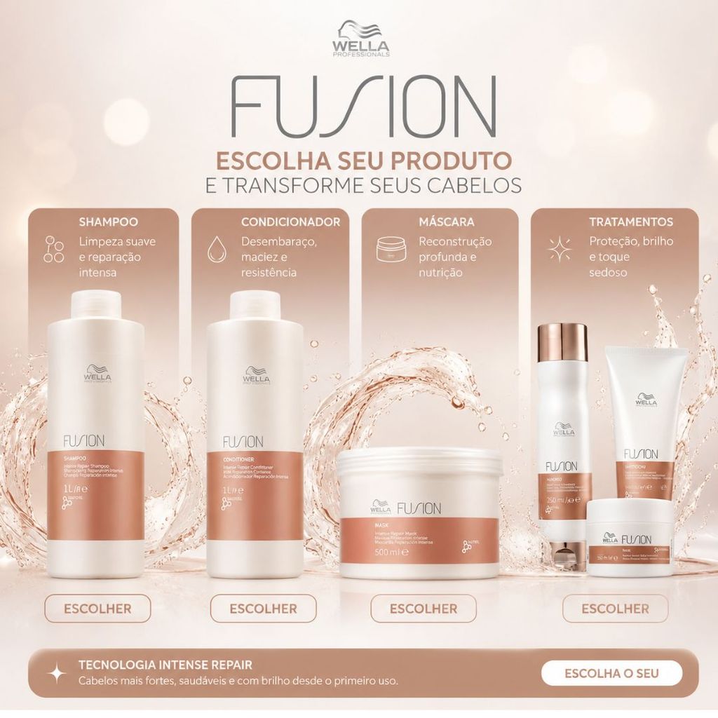 Wella Fusion Original | Escolha Seu Favorito: Shampoo 1L ou 250ml, Condicionador 1L ou 200ml, Máscara 500ml ou 150ml