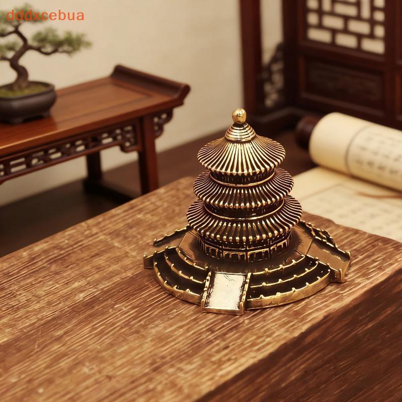 [dddxcebua] Estatuetas De Arquitetura Chinesa De Latão Antigo Modelos De Construção De Cidade Antiga Decoração De Casa D