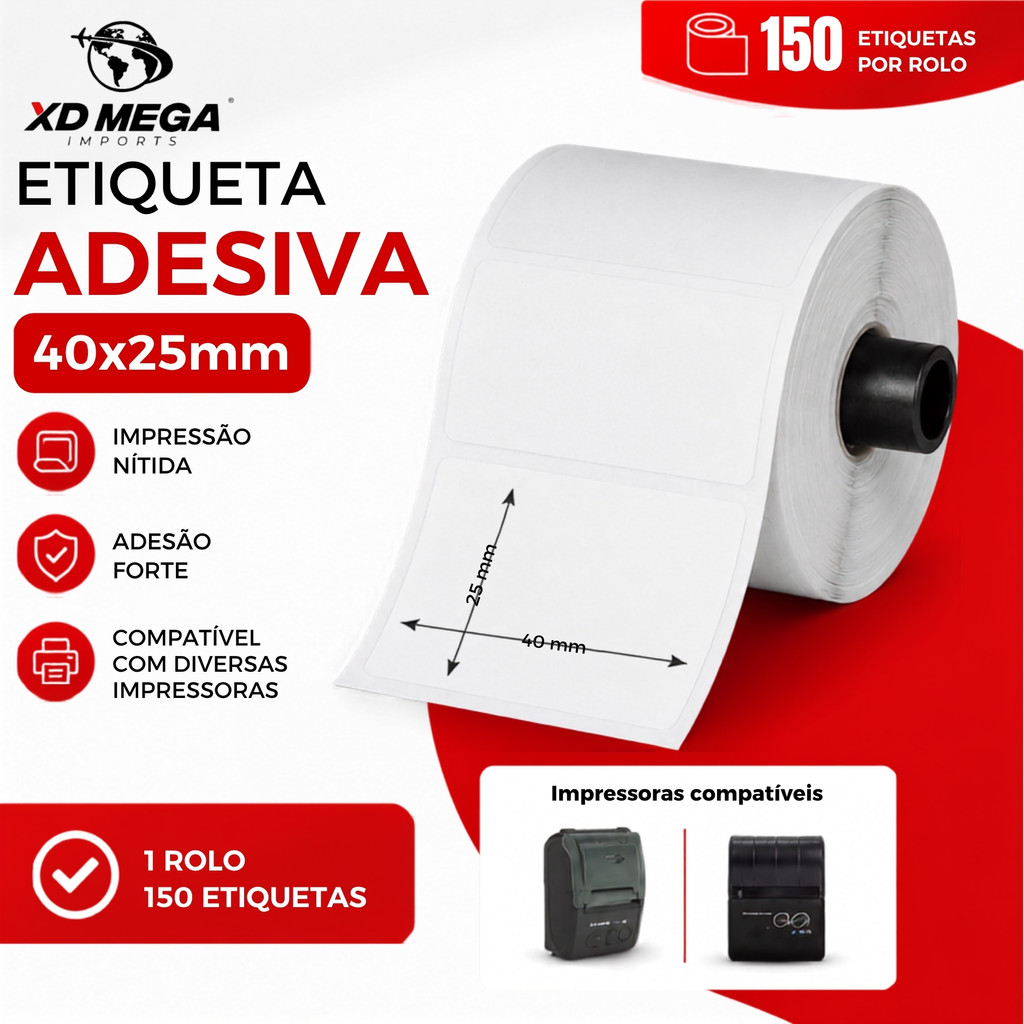 1 rolo de Etiqueta Adesiva 40x25 Para  Mini Impressora Ou Pos58