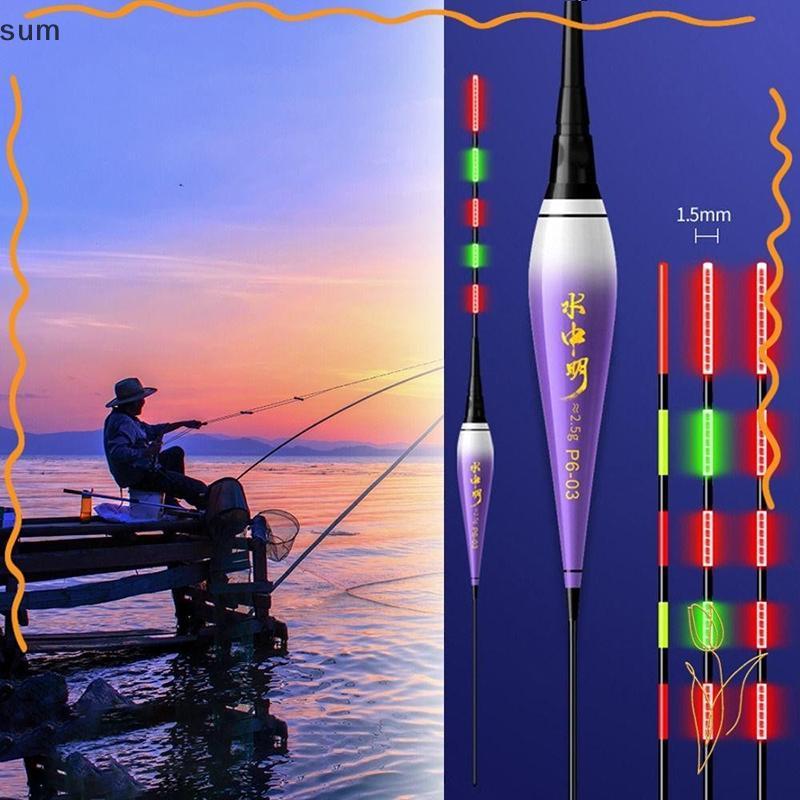 [sum] Bóia De Pesca LED Inteligente 2 Luzes Altamente Sensíveis Lembram Sensor De Gravidade Brilhante Elétrica Noturna F