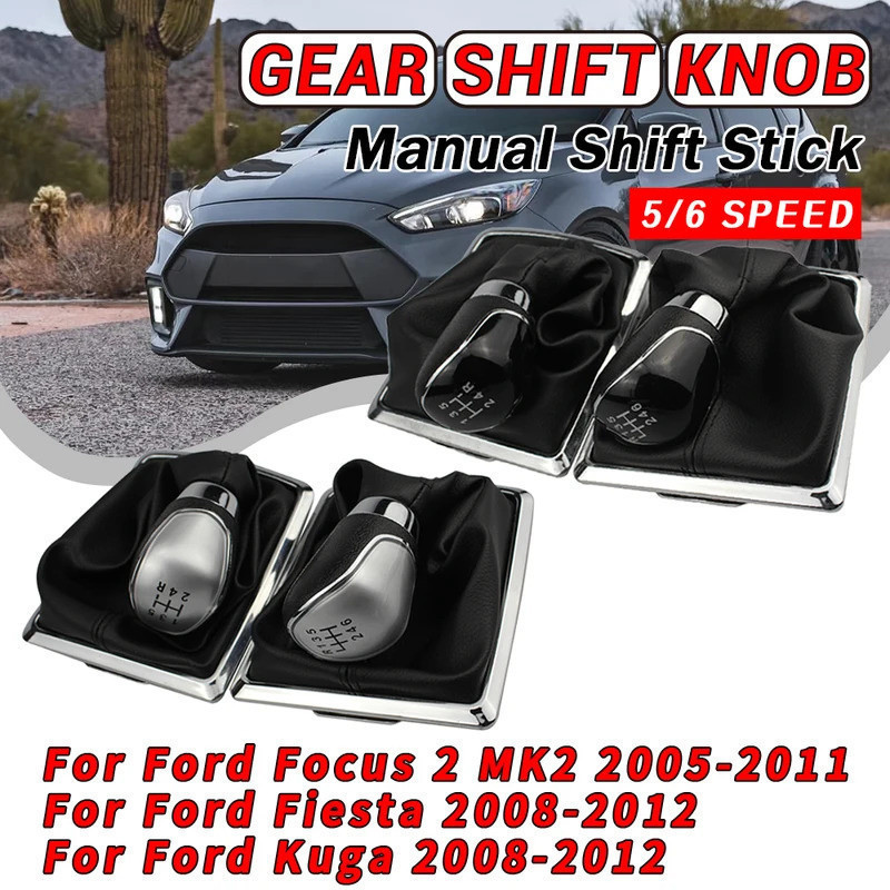 Manopla de Câmbio de Alta Qualidade 5/6 Velocidades com Coifa de Couro para Ford Focus 2 MK2 2005 - 2011 Fiesta Kuga 08-