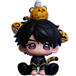 Amor E Espaço Profundo Caleb Q Versão Figura Bonito Tigre Orelha Sentado Pose Anime PVC Estátua Modelo Decoração De Mesa