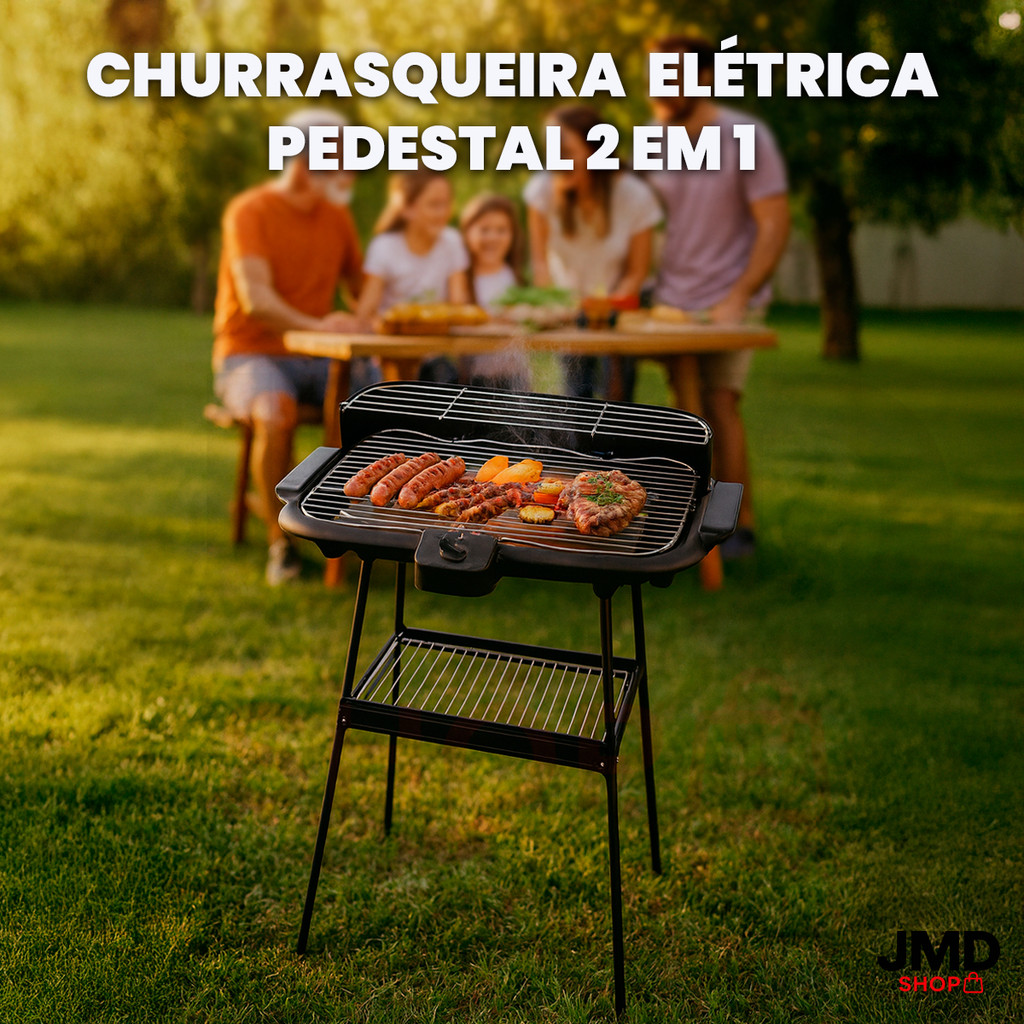 Churrasqueira Elétrica 2 Em 1 2000w Com Pedestal Churrasco
