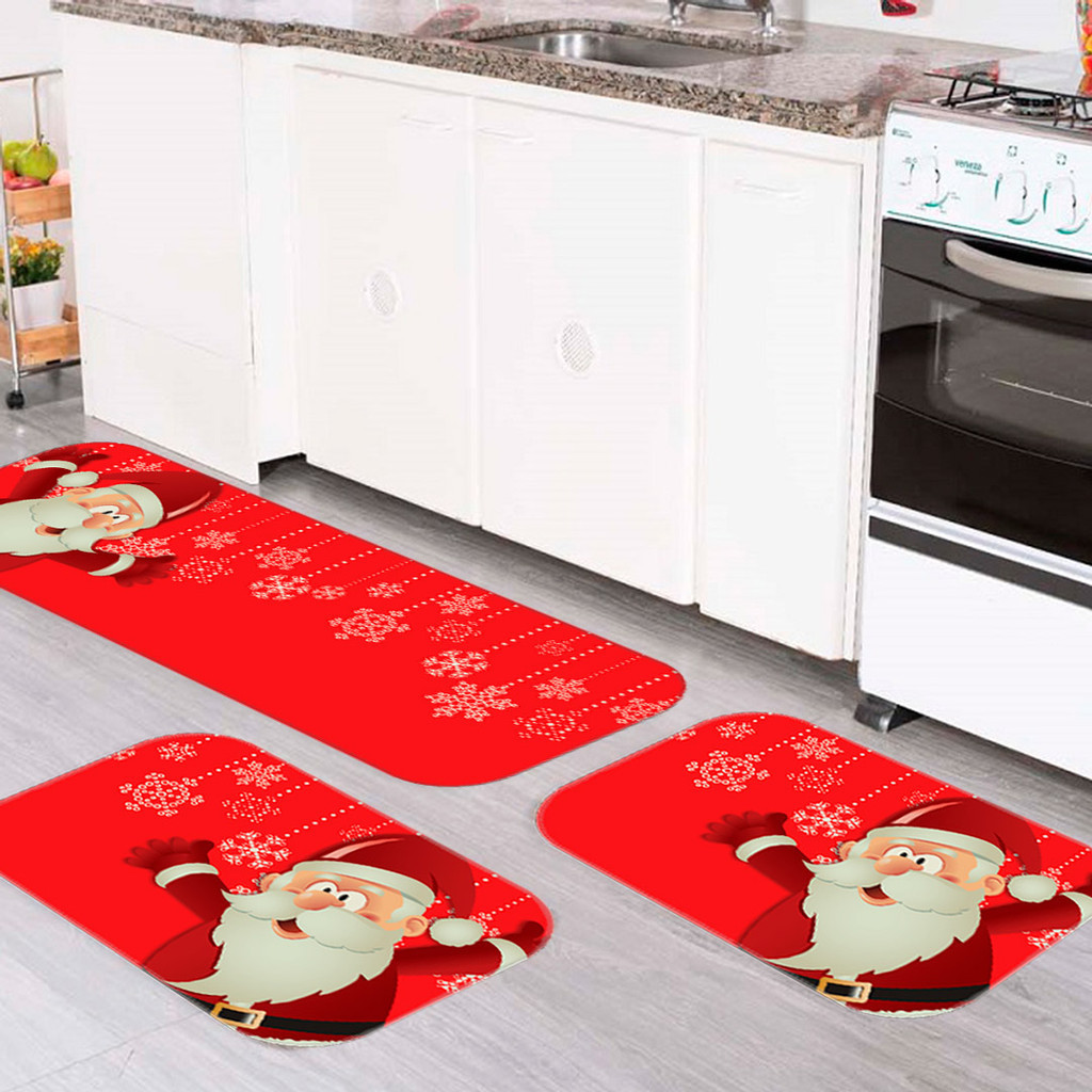 Jogo 3 Tapetes Natal para Banheiro - KIT 3 Peças –  Antiderrapantes - Promo Natalina