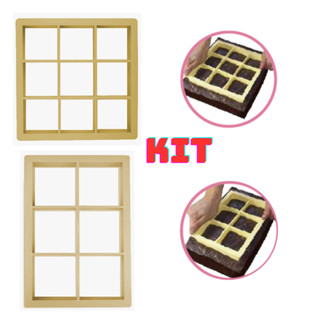 Kit Cortador De Brownie Bolo 6 Cavidades 7x7 e 9 Cavidades 5x5 em Oferta na Shopee