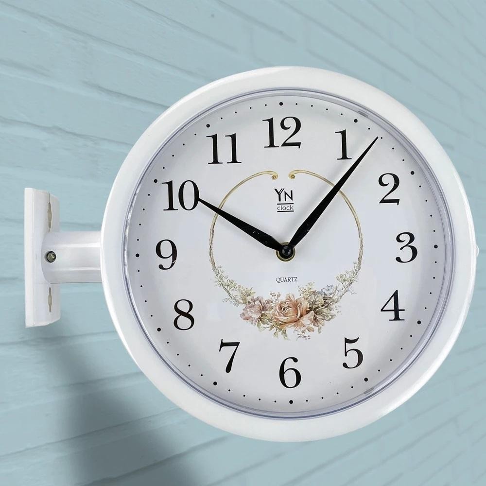 Relógio Dupla Face Estilo Estação de Trem Branco Vintage Retrô Parede Decorativo