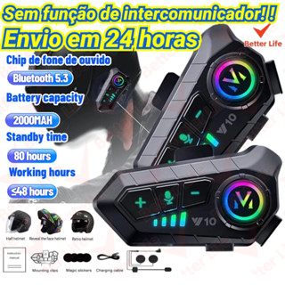 Y10 Motocicleta Sem Fio Bluetooth 5.3 Fone de Ouvido Capacete Kit de Chamadas Mãos Livres À Prova D'Água Intercom em Oferta na Shopee