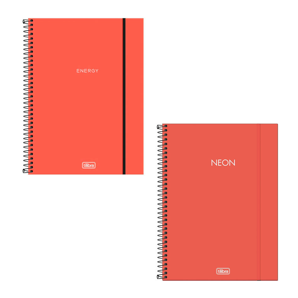 Caderno capa plástica universitário 10x1 160 folhas Neon Laranja Tilibra em Oferta na Shopee