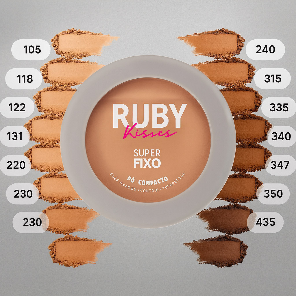 Pó Compacto Super Fixo Efeito Aveludado e Textura Ultrafina - Ruby Kisses Nova Embalagem