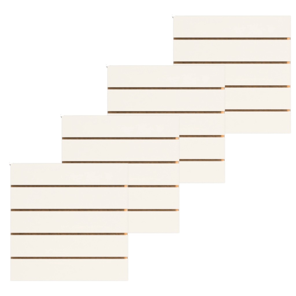 Kit 4 Painéis Canaletados.  MDF 60x60 Branco painel expositor