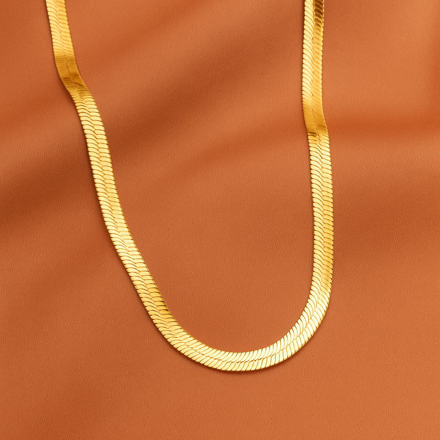 Colar Feminino Dourado Estilo Fita Larga Folheado a Ouro 18k Luxo