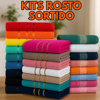 Super Kit Toalhas de Rosto Sortidas 100% Algodão Toalhas Linha Popular, Dourado, Bruna em Oferta na Shopee