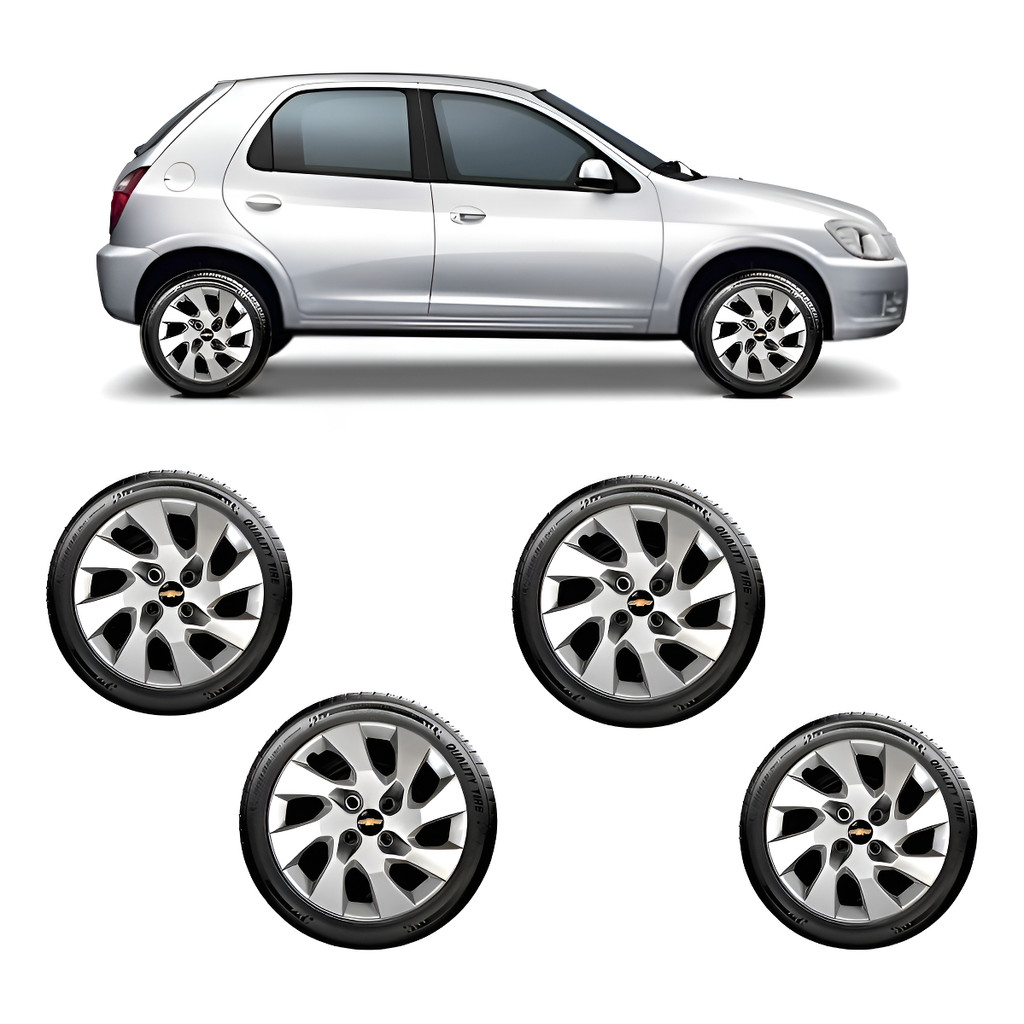 Jogo Calota Aro 13 Gm Onix Celta Corsa Classic Com Emblemas em Oferta na Shopee