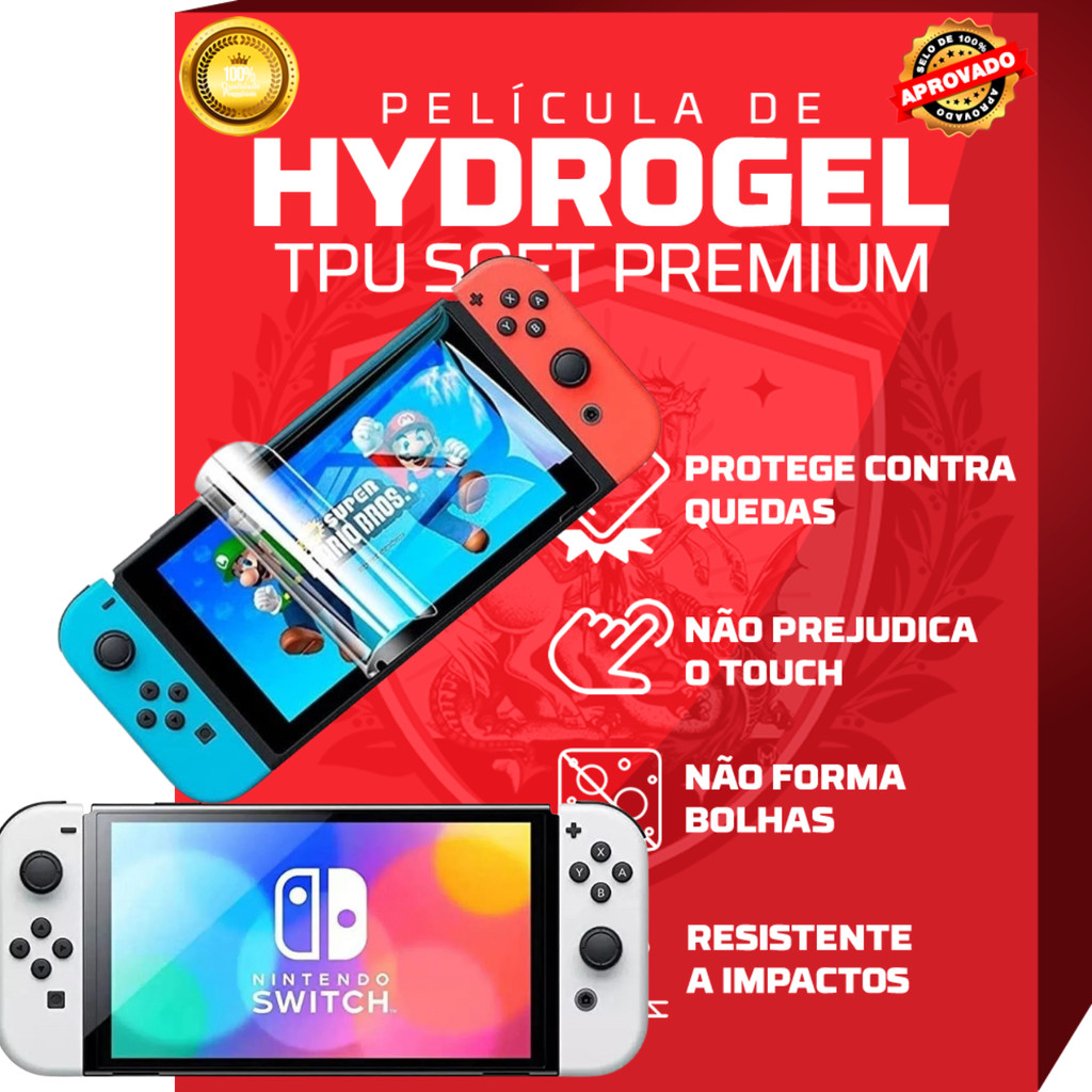 Película Hidrogel Premium Hd Ou Fosca  p/ Todos Nintendo Switch Oled V2 Game Boy Lite Pro Screen Lite New 3D Small Big