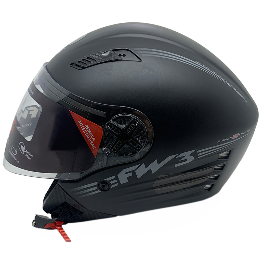 Capacetes Fw3 X Open Up Limited Preto Fosco Aberto Todos Tamanhos 56/58/60 em Oferta na Shopee