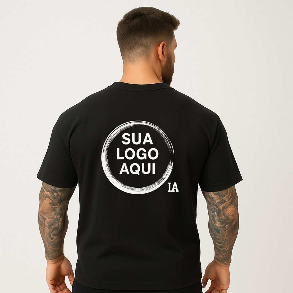 Camiseta Oversized Personalizada Escolha Sua Logo Algodão Unissex Feminino e Masculino