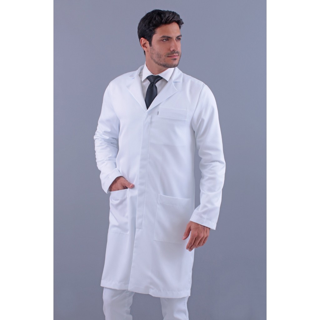 Jaleco Aspen Masculino Alfaiataria Bolso Embutido e Botão Oculto Gabardine Microfibra Pesada